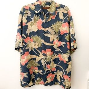 Tori Richards Silk Hawaiian Print Button Down Short Sleeve Shirt